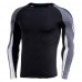 Mens Tight Fitness Fast Dry T-shirt Casual Long Sleeved Training Running Sports T-shirt