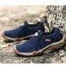 Mens Outdoor Breathable Athletic Shoes Cowhide TPR Elastic Slip-on Sport Sneakers