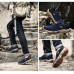 Mens Outdoor Breathable Athletic Shoes Cowhide TPR Elastic Slip-on Sport Sneakers
