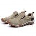 Mens Outdoor Breathable Athletic Shoes Cowhide TPR Elastic Slip-on Sport Sneakers