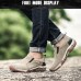 Mens Outdoor Breathable Athletic Shoes Cowhide TPR Elastic Slip-on Sport Sneakers