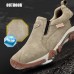 Mens Outdoor Breathable Athletic Shoes Cowhide TPR Elastic Slip-on Sport Sneakers