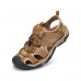 Gracosy Men's Sandals Leather Breathable Non-Slip Quick Drying Fish Sandals Clip Toe Sandals