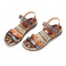 Women's Flat Leather Sandals Summer Low Heel Buckle Handmade Outdoor Lightweight Beach Sandals