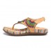Women's Flat PU Sandals Summer Low Heel Buckle Handmade Outdoor Lightweight Beach Sandals