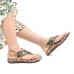 Women's Flat PU Sandals Summer Low Heel Buckle Handmade Outdoor Lightweight Beach Sandals