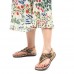 Women's Flat PU Sandals Summer Low Heel Buckle Handmade Outdoor Lightweight Beach Sandals