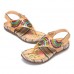 Women's Flat PU Sandals Summer Low Heel Buckle Handmade Outdoor Lightweight Beach Sandals