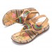 Women's Flat PU Sandals Summer Low Heel Buckle Handmade Outdoor Lightweight Beach Sandals