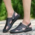 Men's Outdoor  Daily Casual Sandals Wrapped Toe Leather Hand-sewn 3-fold Reinforced Suture Shoes