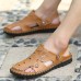 Men's Outdoor  Daily Casual Sandals Wrapped Toe Leather Hand-sewn 3-fold Reinforced Suture Shoes