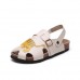 Women Roman Slipper Sandals Flats Soft Casual Embroidered Cartoon PU Rubber Non-slip Beach Shoes