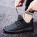 Men Microfiber Leather Stitching Soft Lace Up Running Sneakers Waterproof Non-Slip Fashion Shoes