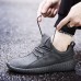 Men Microfiber Leather Stitching Soft Lace Up Running Sneakers Waterproof Non-Slip Fashion Shoes