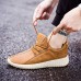 Men Microfiber Leather Stitching Soft Lace Up Running Sneakers Waterproof Non-Slip Fashion Shoes