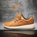 Men Microfiber Leather Stitching Soft Lace Up Running Sneakers Waterproof Non-Slip Fashion Shoes