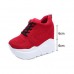 Women's Platform Sneakers Wedge Heels Sneakers Lace-Up Wedge Fitness Running Sneakers