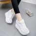 Women's Platform Sneakers Wedge Heels Sneakers Lace-Up Wedge Fitness Running Sneakers