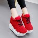 Women's Platform Sneakers Wedge Heels Sneakers Lace-Up Wedge Fitness Running Sneakers