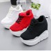 Women's Platform Sneakers Wedge Heels Sneakers Lace-Up Wedge Fitness Running Sneakers