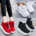 Women's Platform Sneakers Wedge Heels Sneakers Lace-Up Wedge Fitness Running Sneakers
