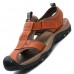 Men's Genuine Leather Roman Sandals Soft Sole Cut-out Moccasins Outdoor Beach Sneakers Casual