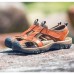 Men's Genuine Leather Roman Sandals Soft Sole Cut-out Moccasins Outdoor Beach Sneakers Casual