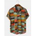 Mens Holiday Color Block Breathable Casual Shirts