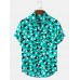 Mens Casual Arglye Pattern Pocket Short Sleeve Shirts