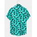 Mens Casual Arglye Pattern Pocket Short Sleeve Shirts