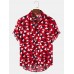 Mens Casual Arglye Pattern Pocket Short Sleeve Shirts