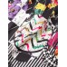 Mens Color Block Contrast Graffiti Lapel Short Sleeve Shirt