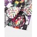 Mens Color Block Contrast Graffiti Lapel Short Sleeve Shirt