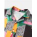 Mens Color Block Contrast Pevere Collar Short Sleeve Shirt