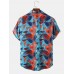 Mens Color Block Contrast Lapel Short Sleeve Shirt