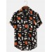 Mens Color Block Contrast Lapel Short Sleeve Shirt