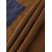 Mens Corduroy Patchwork Pocket Lapel Short Sleeve Shirt