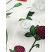 Mens Colorful Frower Leaf Print Revere Collar Short Sleeve Shirt