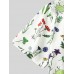Mens Colorful Frower Leaf Print Revere Collar Short Sleeve Shirt
