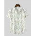 Mens Frower Print Revere Collar Short Sleeve Shirt