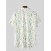 Mens Frower Print Revere Collar Short Sleeve Shirt
