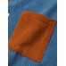 Mens Colorblock Corduroy Pocket Short Sleeve Casual Shirts
