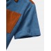 Mens Colorblock Corduroy Pocket Short Sleeve Casual Shirts