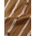 Mens Vintage Striped Pocket Stand Collar Shirts