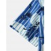 Mens Flower Print Stripe Revere Collar Short Sleeve Shirt