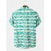 Mens Reed Print Stripe Pocket Lapel Short Sleeve Shirt