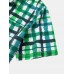 Mens Wave Srtipe Plaid Pocket Short Sleeve Shirt