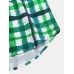 Mens Wave Srtipe Plaid Pocket Short Sleeve Shirt