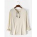 Mens Pure Color Bandage Collar Seam Loose Long Sleeve T-Shirts