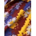 Mens Flower Print Wave Pattern Lapel Short Sleeve Shirt